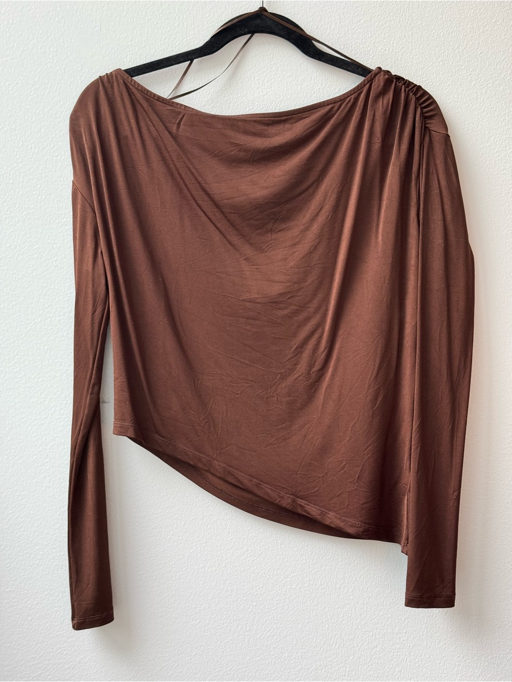 Reformation Brown Asymmetric One-Shoulder Top